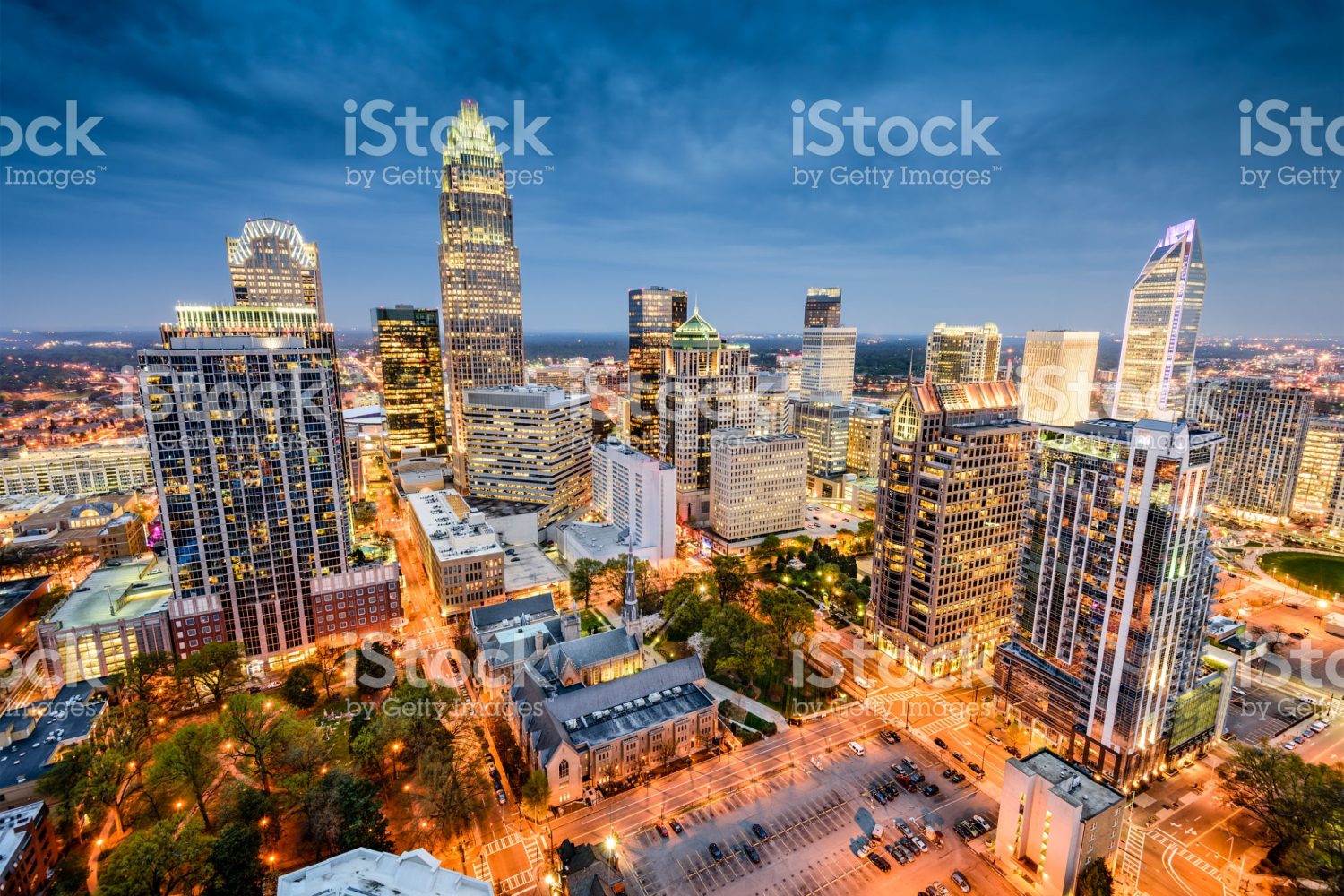 Charlotte, North Carolina, USA uptown cityscape.